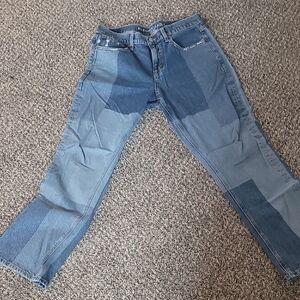 American Eagle Outfitters Blue Relaxed Patchwork Jeans